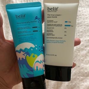 Belif true cream aqua bomb and jelly cleanser